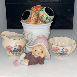 Sweet Vintage Pixie Bundle with napkin holders, milk glass and more!